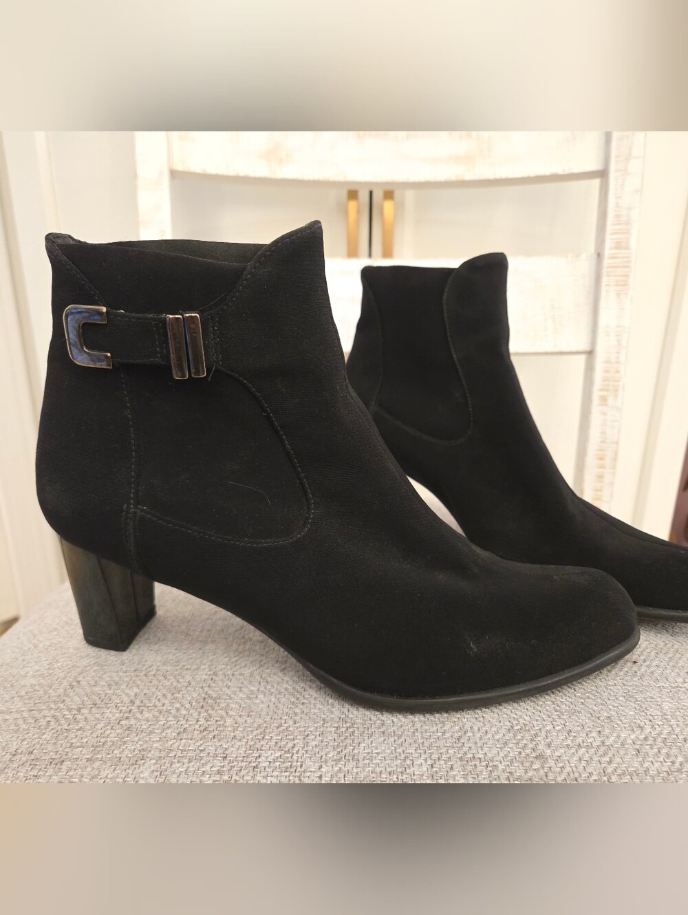 Stuart Wietzman Bucket Mid Bootie Black Gore Tex Suede Ankle Boots Size 10 M